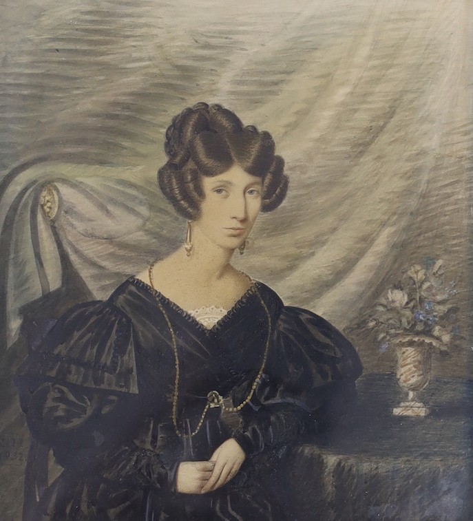 E. Heaton, c.1832, a pair of watercolour half length portraits , ‘Mr Maunder’ and ‘Mrs Maunder’, 20 x 18cm, inscribed verso